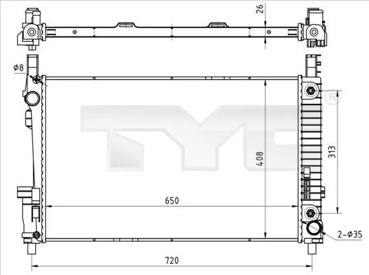 TYC 7210020 Радиатор, охлаждение двигателя