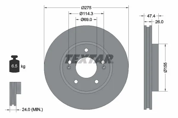 TEXTAR 93117600 Диск тормозной RVI