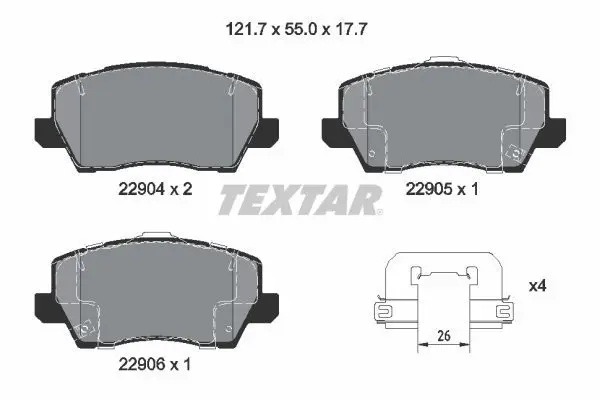 Textar 2290401 Комплект тормозных колодок,