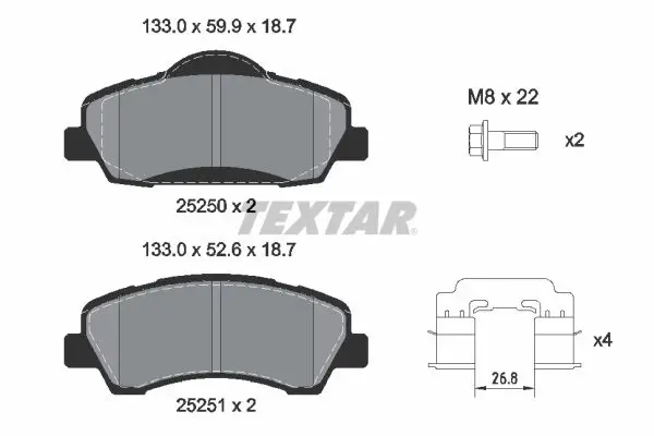 Textar 2525004 Колодки тормозные дисковые с