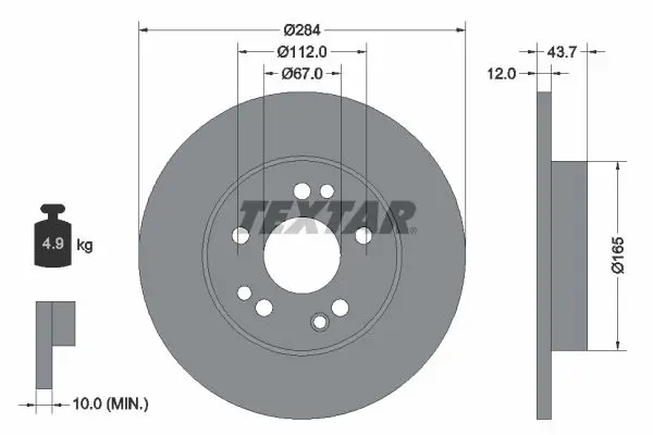 Textar 92031803 Тормозной диск