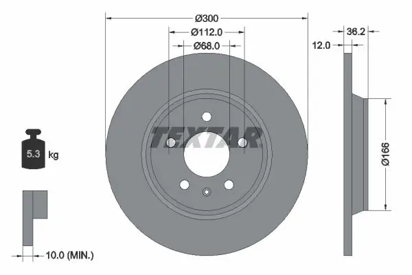 Textar 92160103 92160103 диск тормозной