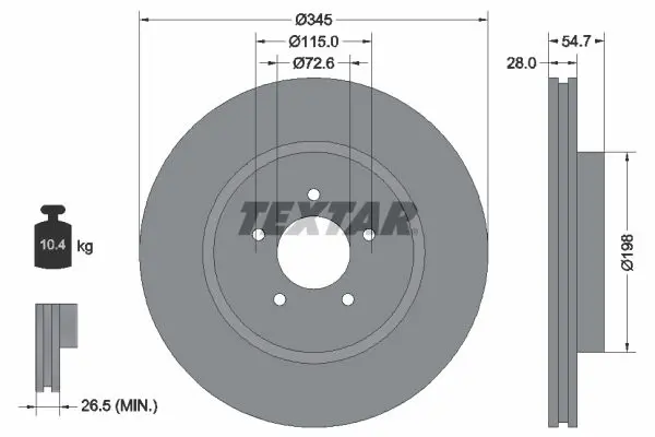 Textar 92177105 Диск тормозной передний