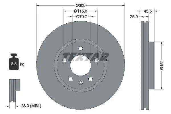 Textar 92205605 Диск тормозной передний