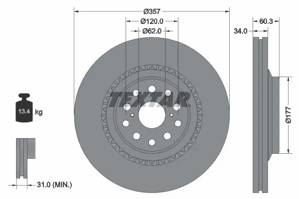 Textar 92224303 Тормозной диск