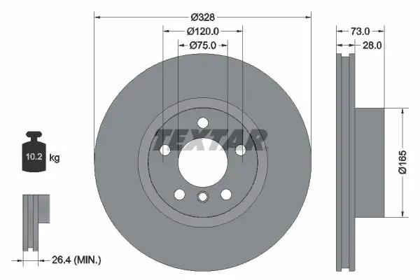 Textar 92257105 Диск тормозной передний BMW