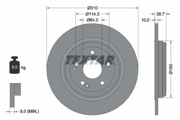 Textar 92306103 Тормозной диск