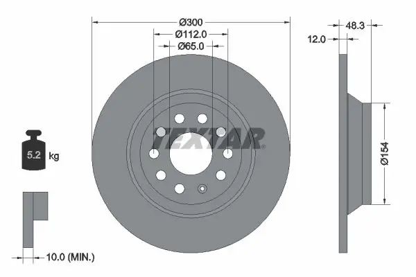 Textar 92255403 Диск тормозной задний D
