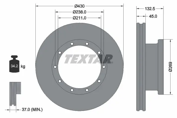Textar 93087900 Диск тормозной КАМАЗ-5490