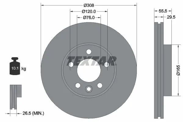 Textar 92279505 Диск тормозной передний