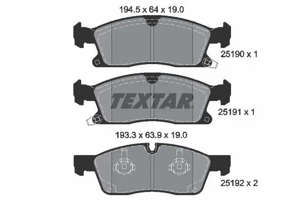 Textar 2519002 Колодки передние JEEP Grand
