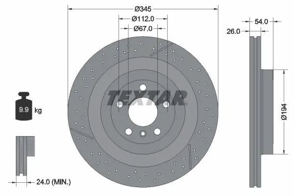 Textar 92307905 Диск тормозной задний