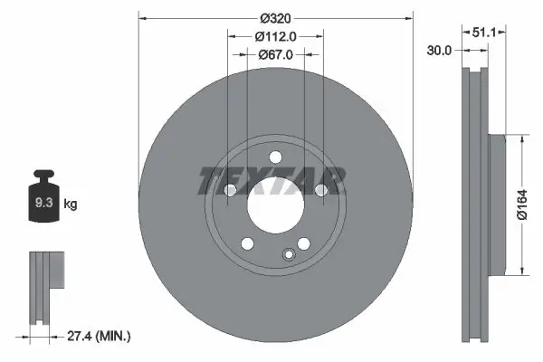 TEXTAR 92258003 Тормозной диск