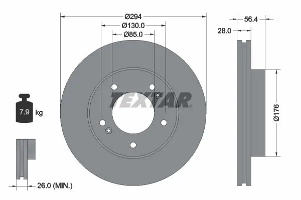 Textar 92203203 Диск тормозной SSANGYONG