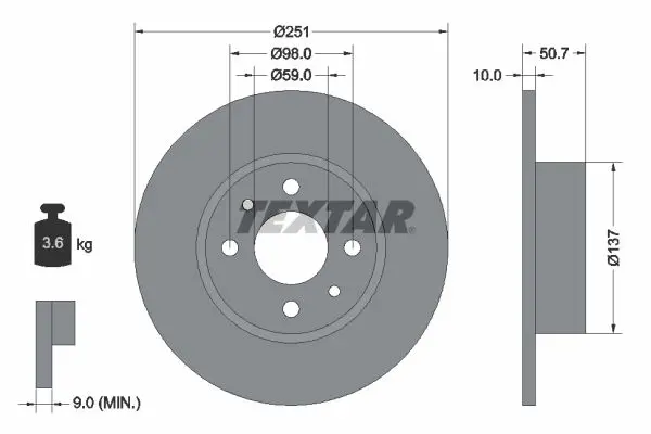 TEXTAR 92034203 Тормозной диск