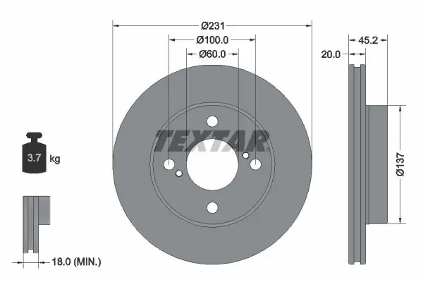 TEXTAR 92309403 Тормозной диск