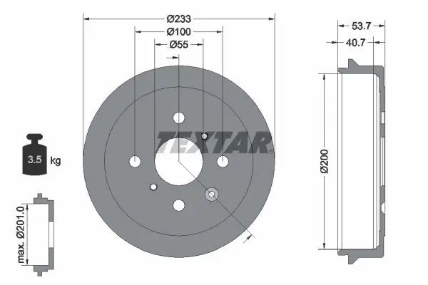 TEXTAR 94026500 Тормозный барабан