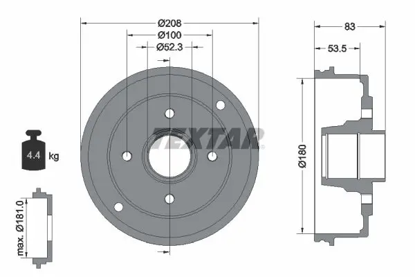 Textar 94023600 Барабан тормозной RENAULT Clio