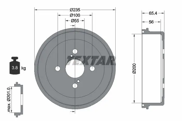 TEXTAR 94021200 Тормозный барабан