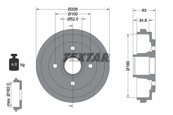 TEXTAR 94023900 Тормозный барабан