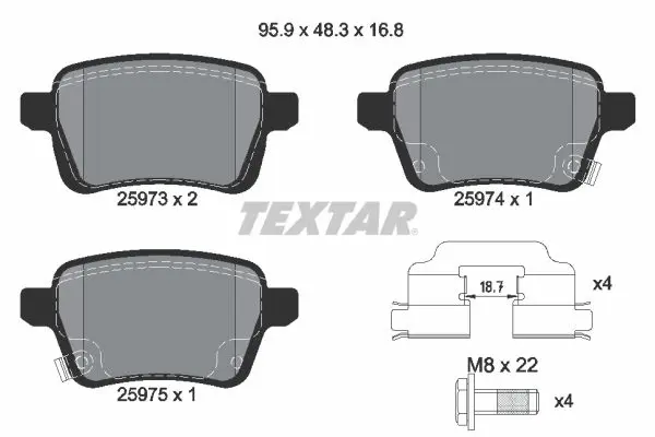 TEXTAR 2597301 Комплект тормозных колодок