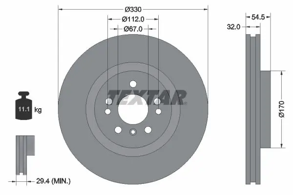 Textar 92260405 Диск тормозной передний MB ML