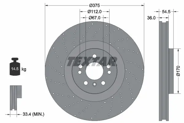Textar 92279805 диск тормозной