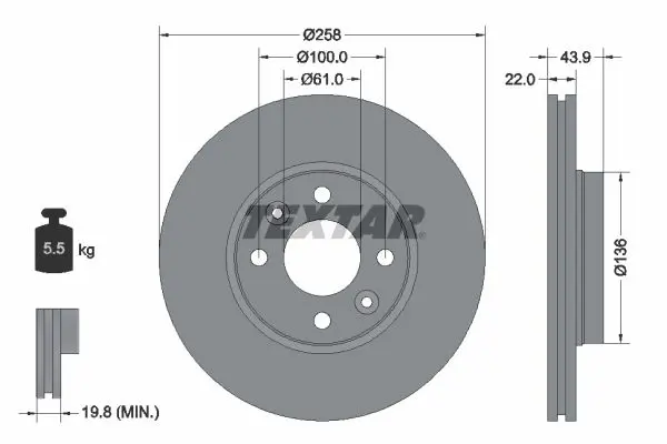 TEXTAR 92241503 Тормозной диск