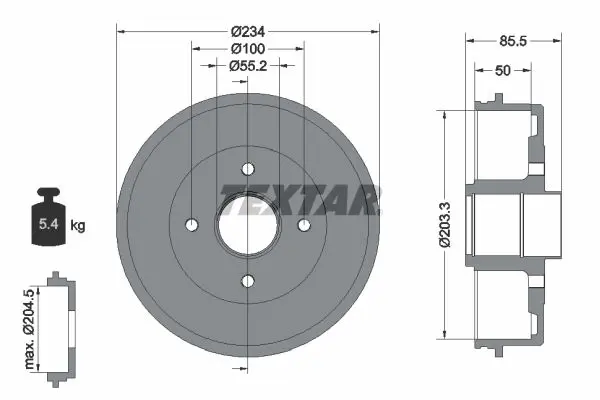 TEXTAR 94019600 Тормозный барабан