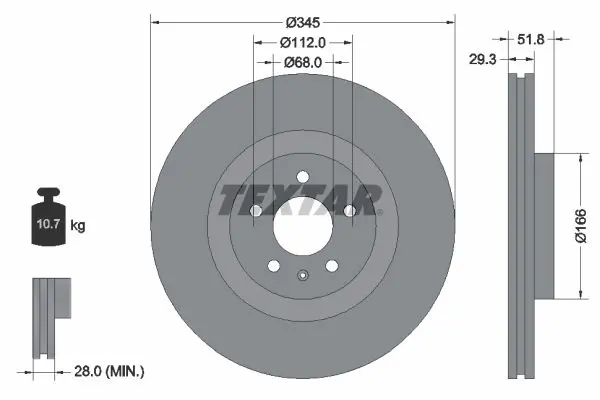Textar 92160205 Диск тормозной
