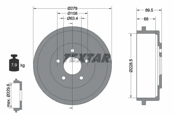 Textar 94024400 Тормозный барабан