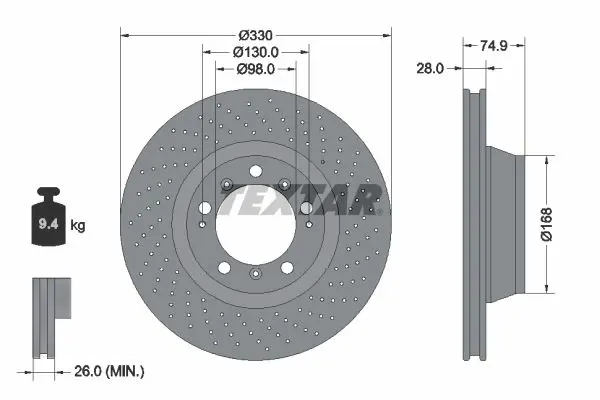 TEXTAR 92219005 Тормозной диск