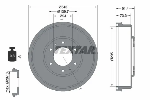 TEXTAR 94035300 Тормозный барабан