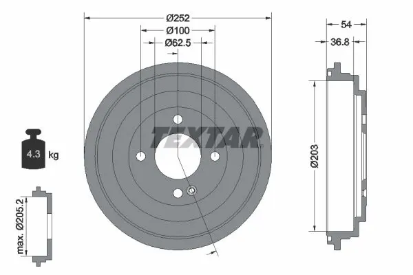 Textar 94046700 Тормозной барабан