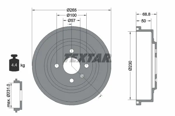 TEXTAR 94031500 Тормозный барабан