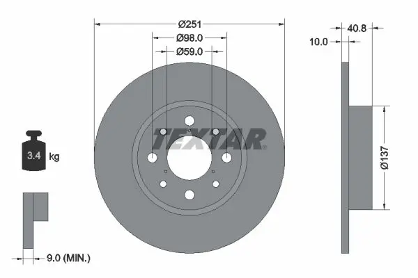 TEXTAR 92202303 Тормозной диск