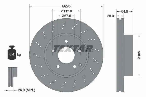 TEXTAR 92165005 Диск тормозной FR MB W204