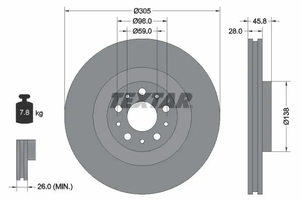 TEXTAR 92237603 Тормозной диск
