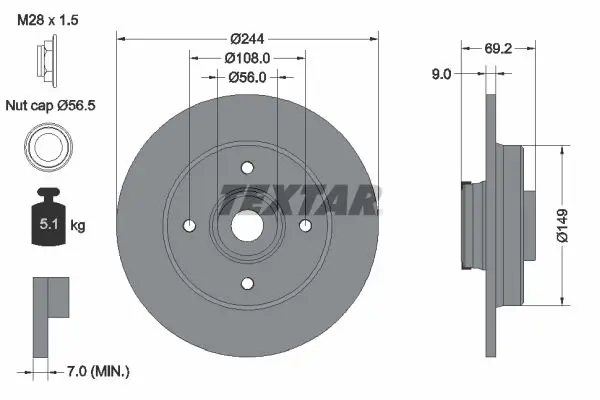 TEXTAR 92305403 Тормозной диск