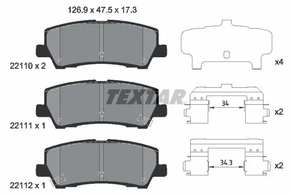 TEXTAR 2211003 Комплект тормозных колодок,