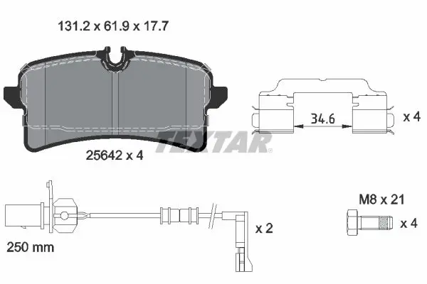 2564201 Колодки тормозные задние AUDI