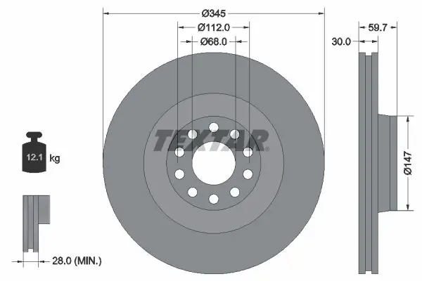TEXTAR 92112505 Тормозной диск
