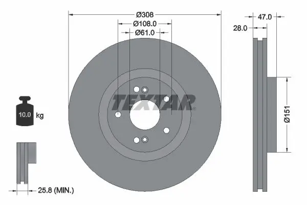 TEXTAR 92174005 Тормозной диск