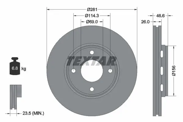 TEXTAR 92204400 Тормозной диск