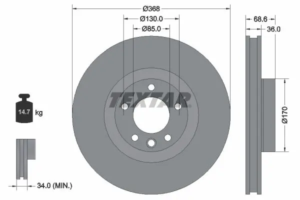 TEXTAR 92213603 Тормозной диск