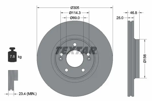TEXTAR 92292205 Тормозной диск