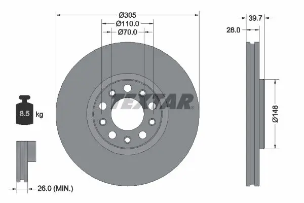 TEXTAR 92293903 Тормозной диск
