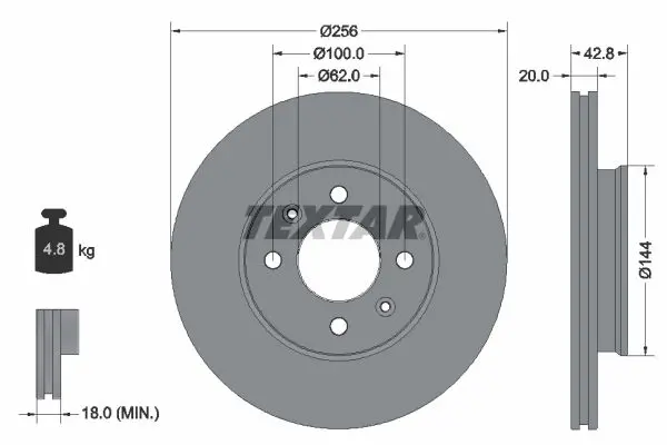 TEXTAR 92295403 Тормозной диск