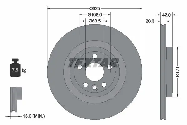 TEXTAR 92314305 Диск тормозной вентилируемый
