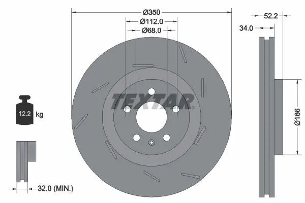 TEXTAR 92319105 Диск тормозной вентилируемый с